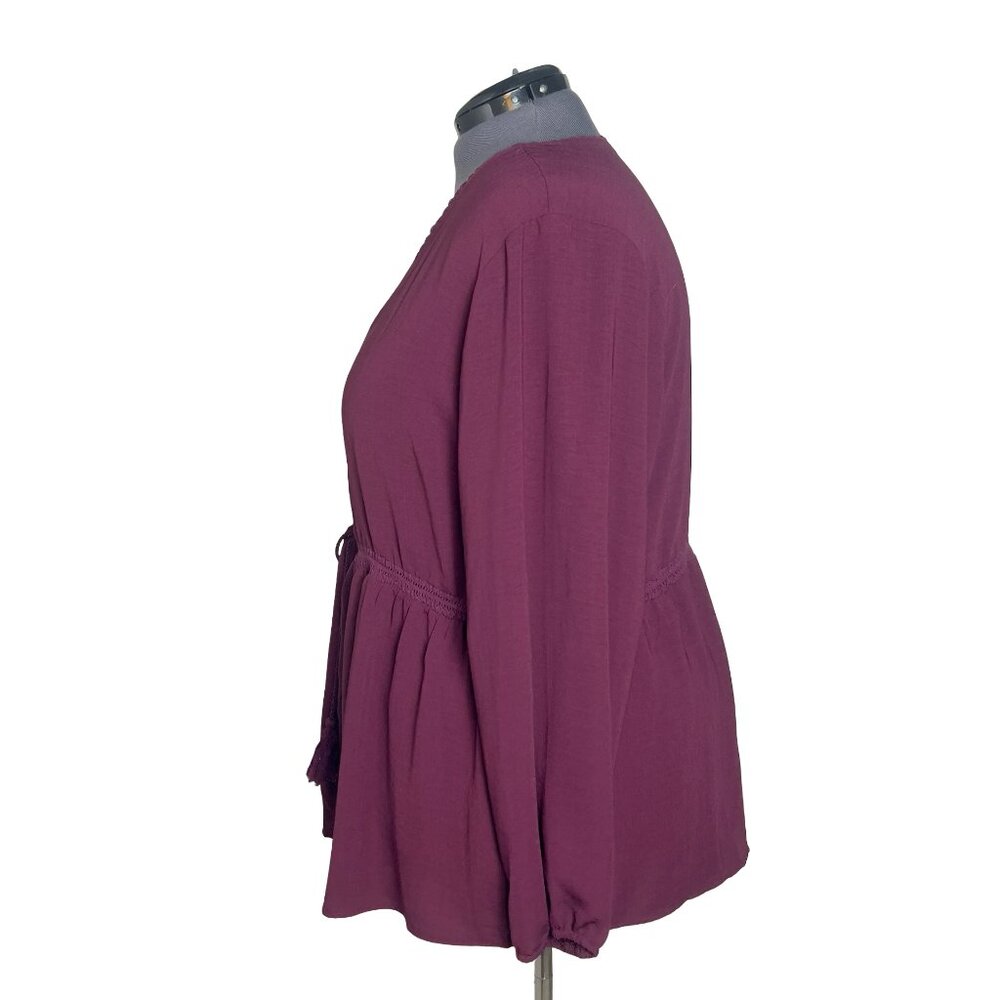 Maurices Deep Purple Crochet Trim Front Tie Kimono (Size 3X) - Picture 2 of 7